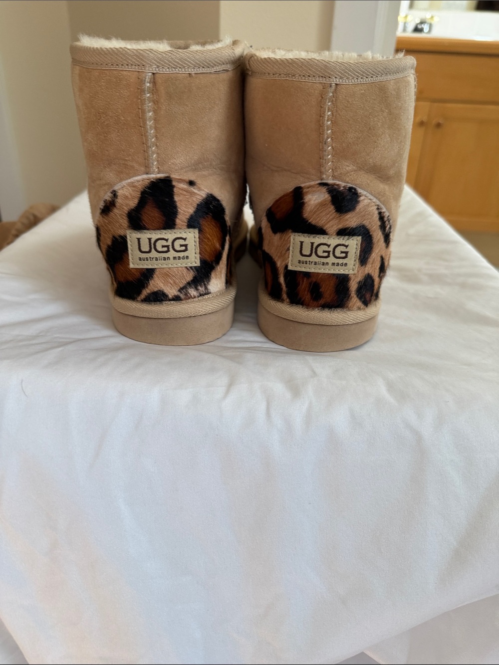 UGG Chestnut Ankle Boots with Leopard Heel Patch
